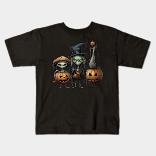 Halloween Characters: Skeleton Pumpkinhead, Zombie and Ghost Kids T-Shirt